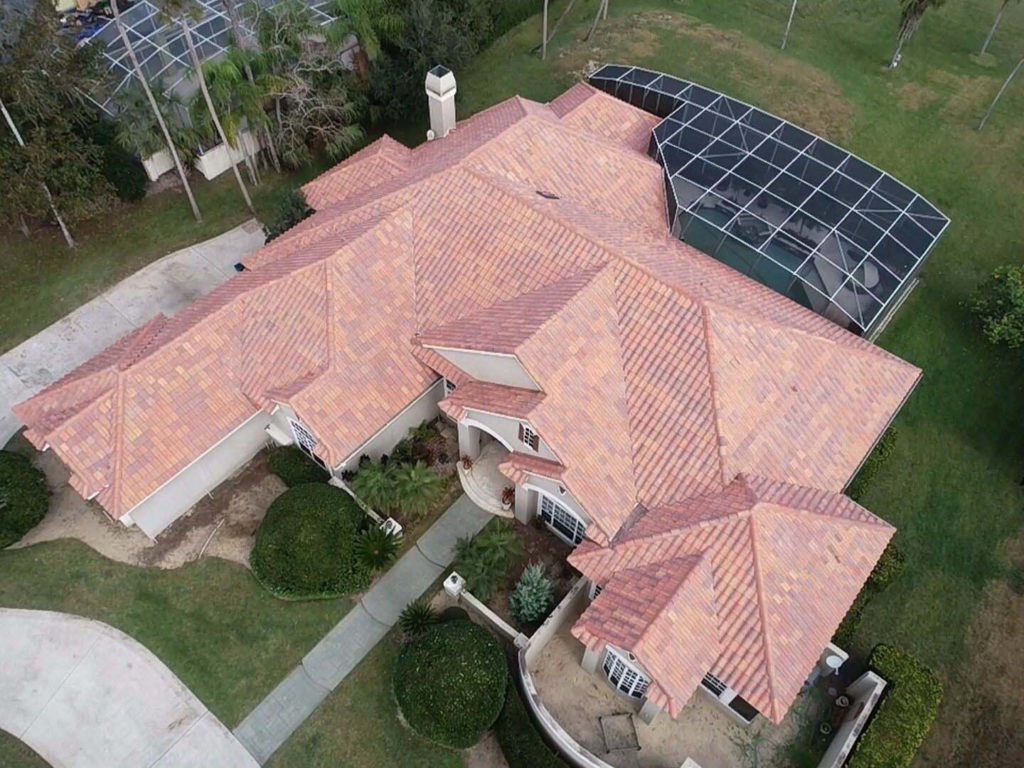 overhead view of tile roofing