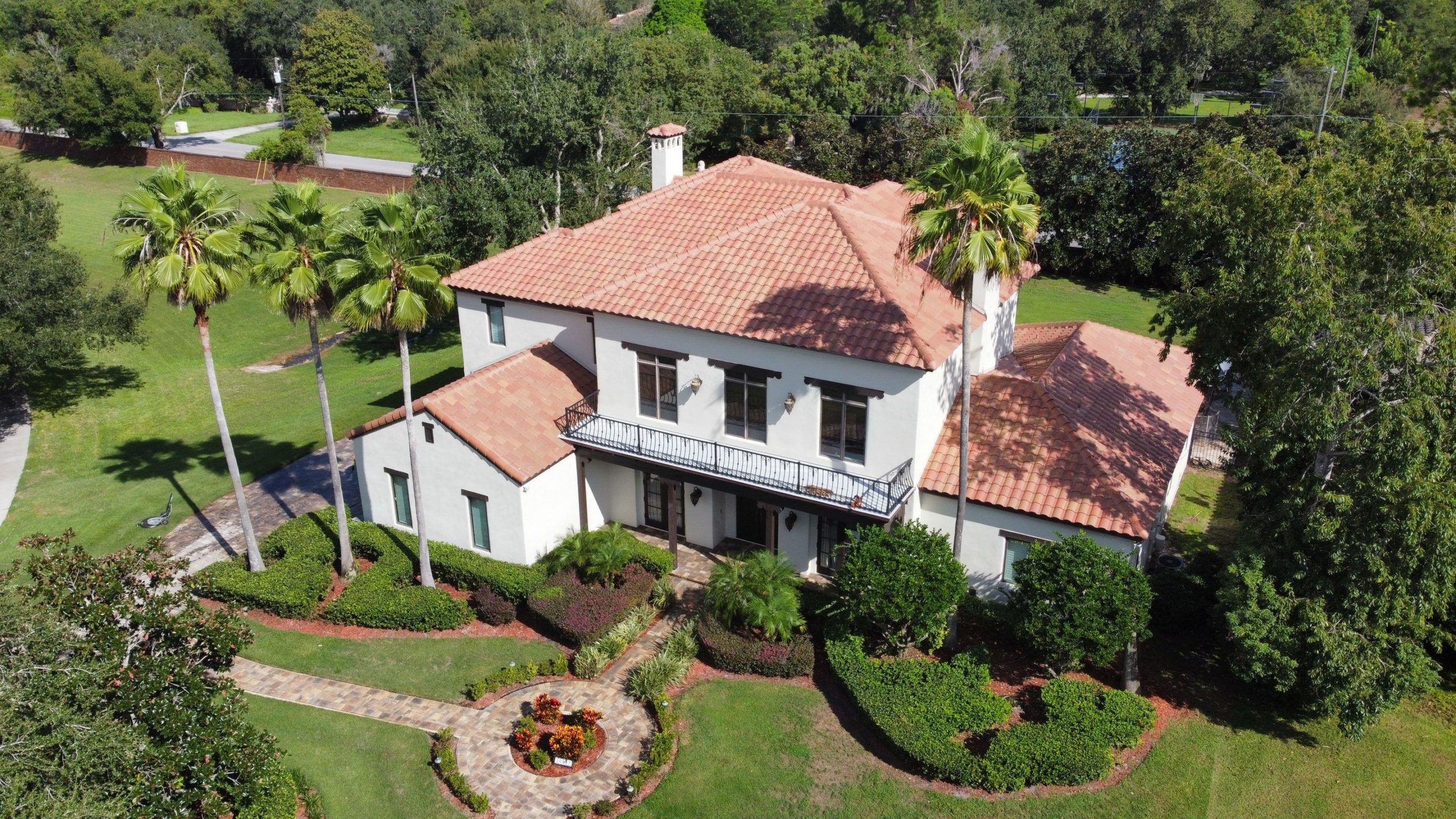 Overhead view of a red tile roofing in Greater Orlando, FL